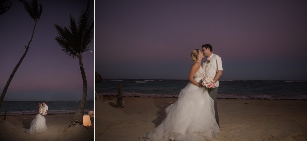 bride and groom on beach for Caribbean wedding