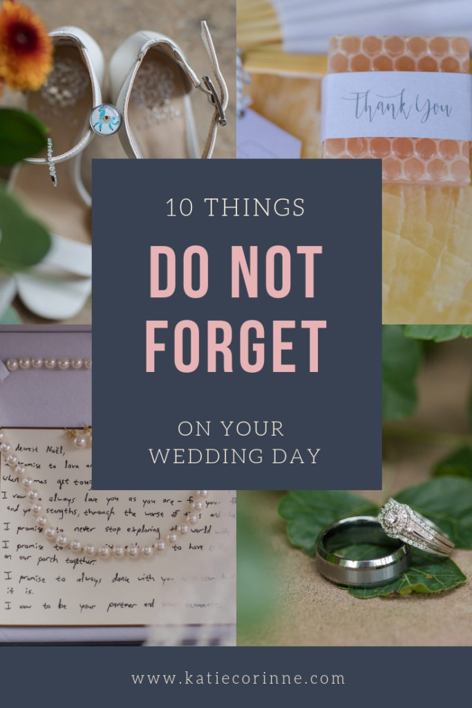 Items not to forget on your wedding day