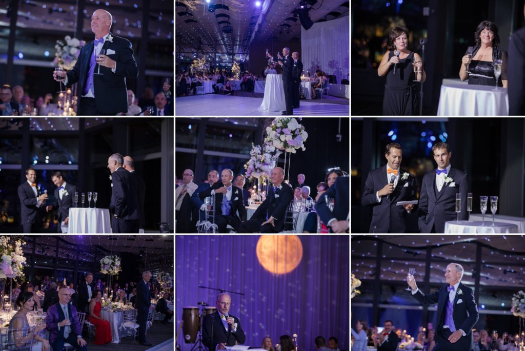 Guests give wedding toasts at Denver Center wedding