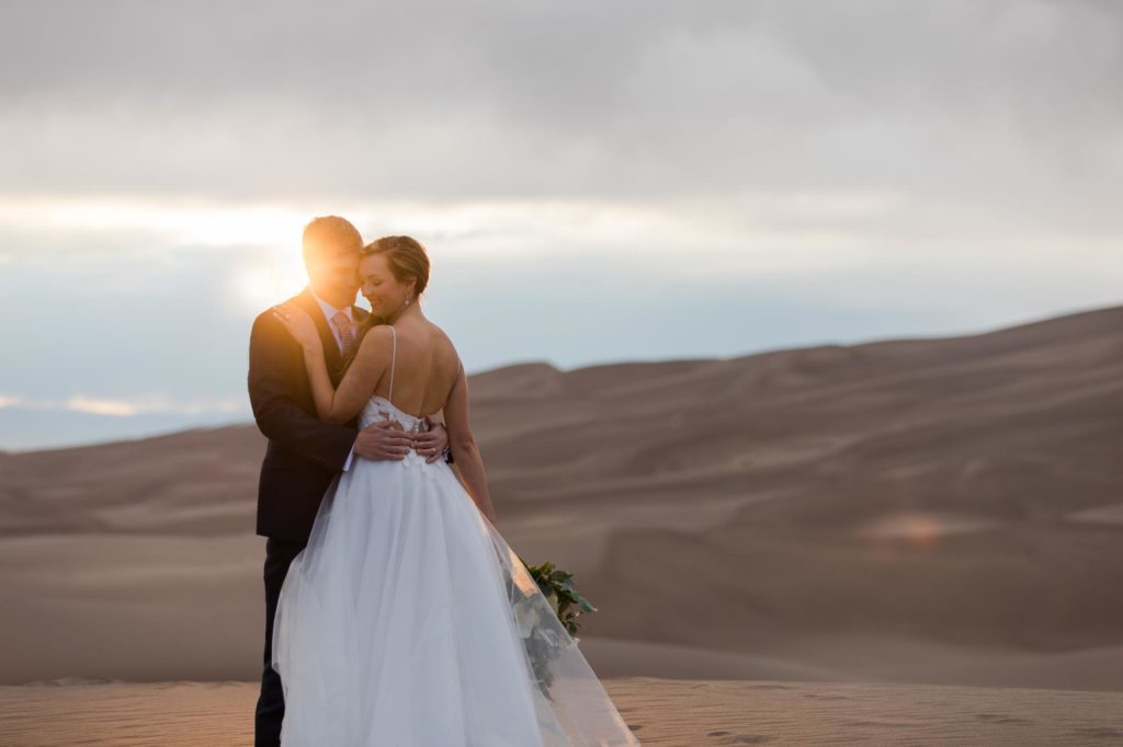 bride and groom at Great Sand Dunes National Park