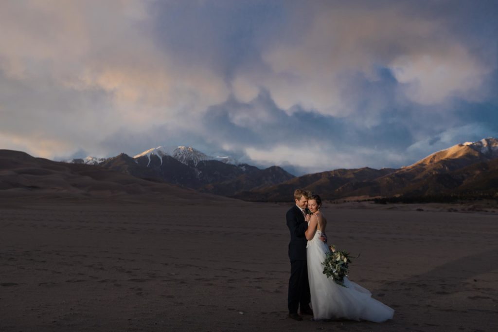 Newlywed couple at Great Sand Dunes National Park