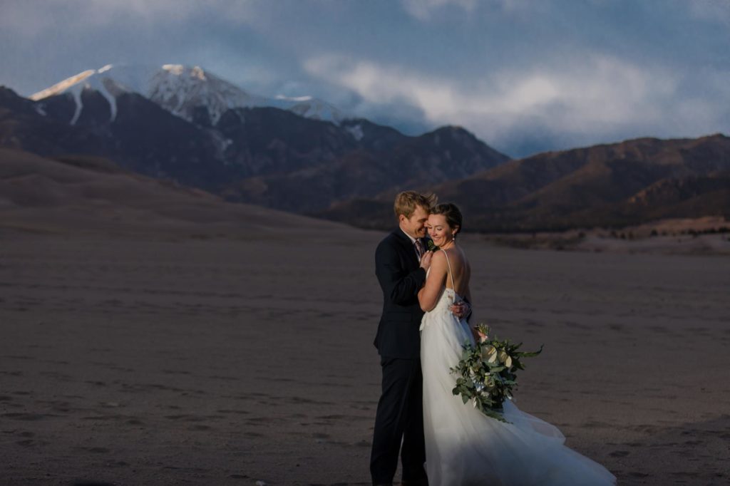 Newly married couple at Great Sand Dunes National Park