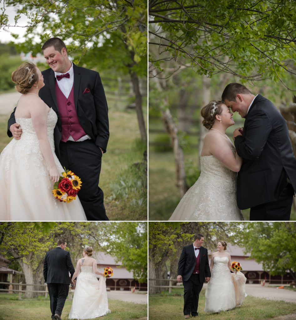 bride and groom take newlywed portraits