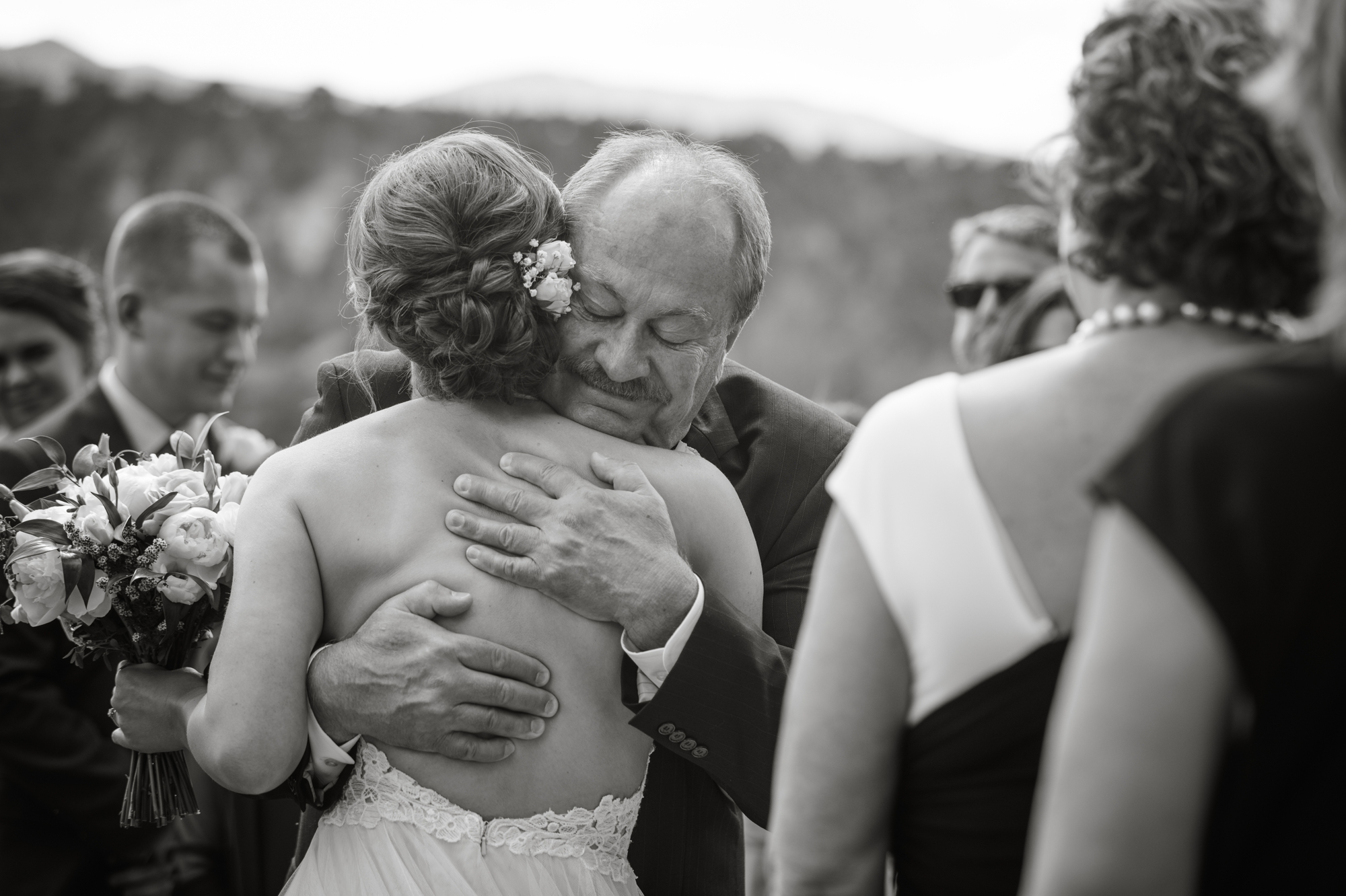 Father walks bride down aisle at Aspen wedding ceremony