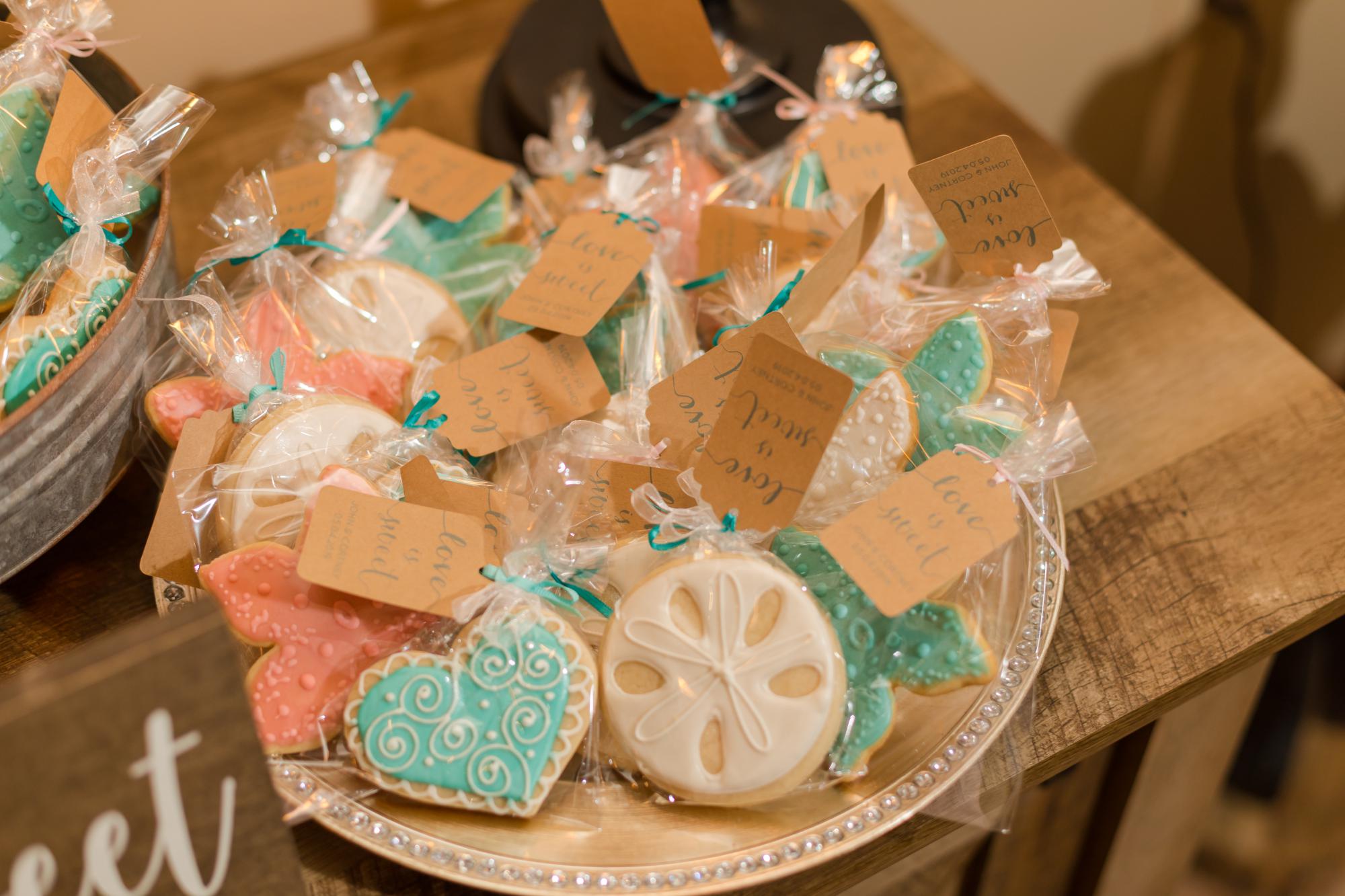 Party favors at seaside wedding