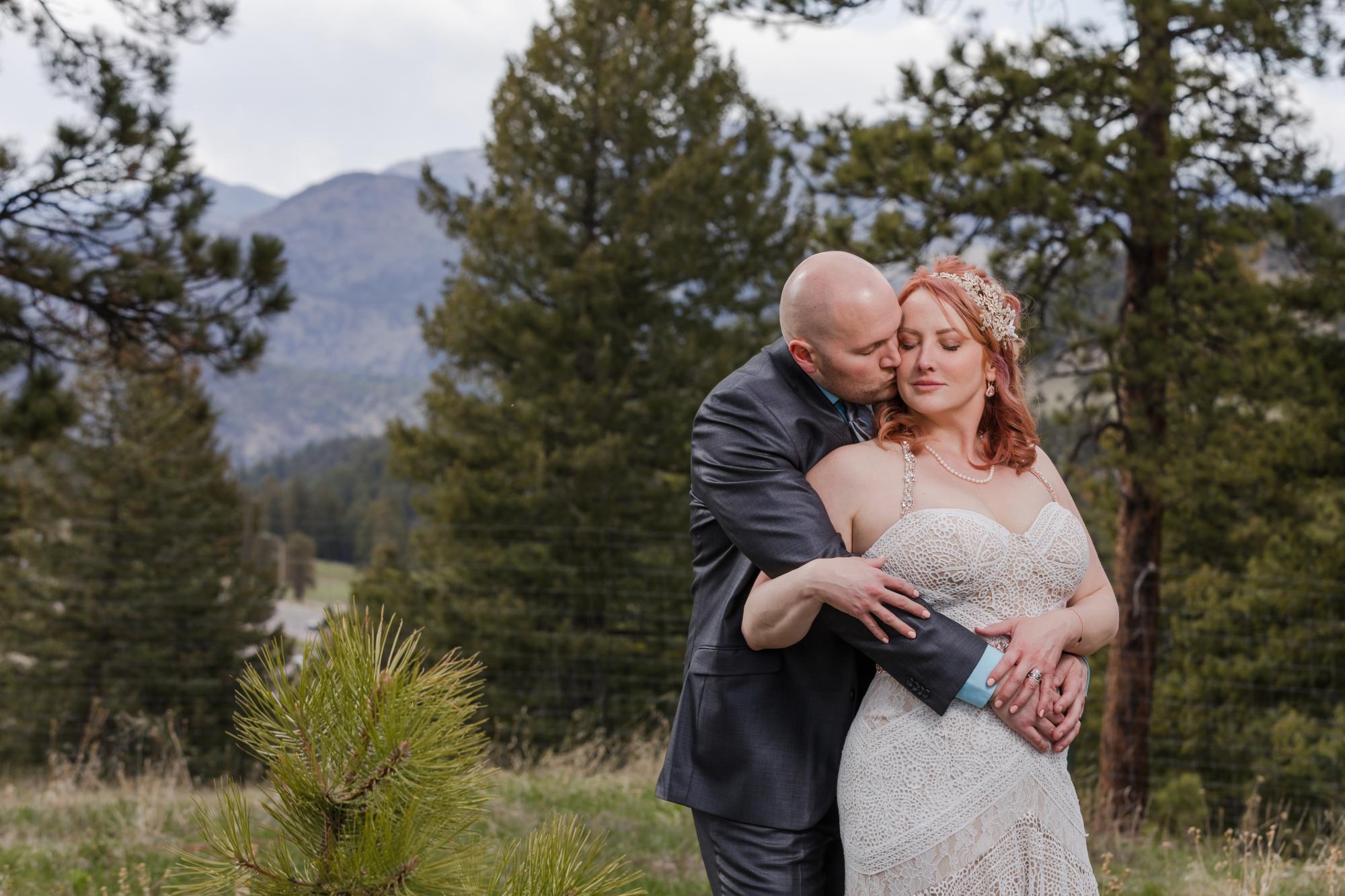 Colorado couple at spring mountain wedding