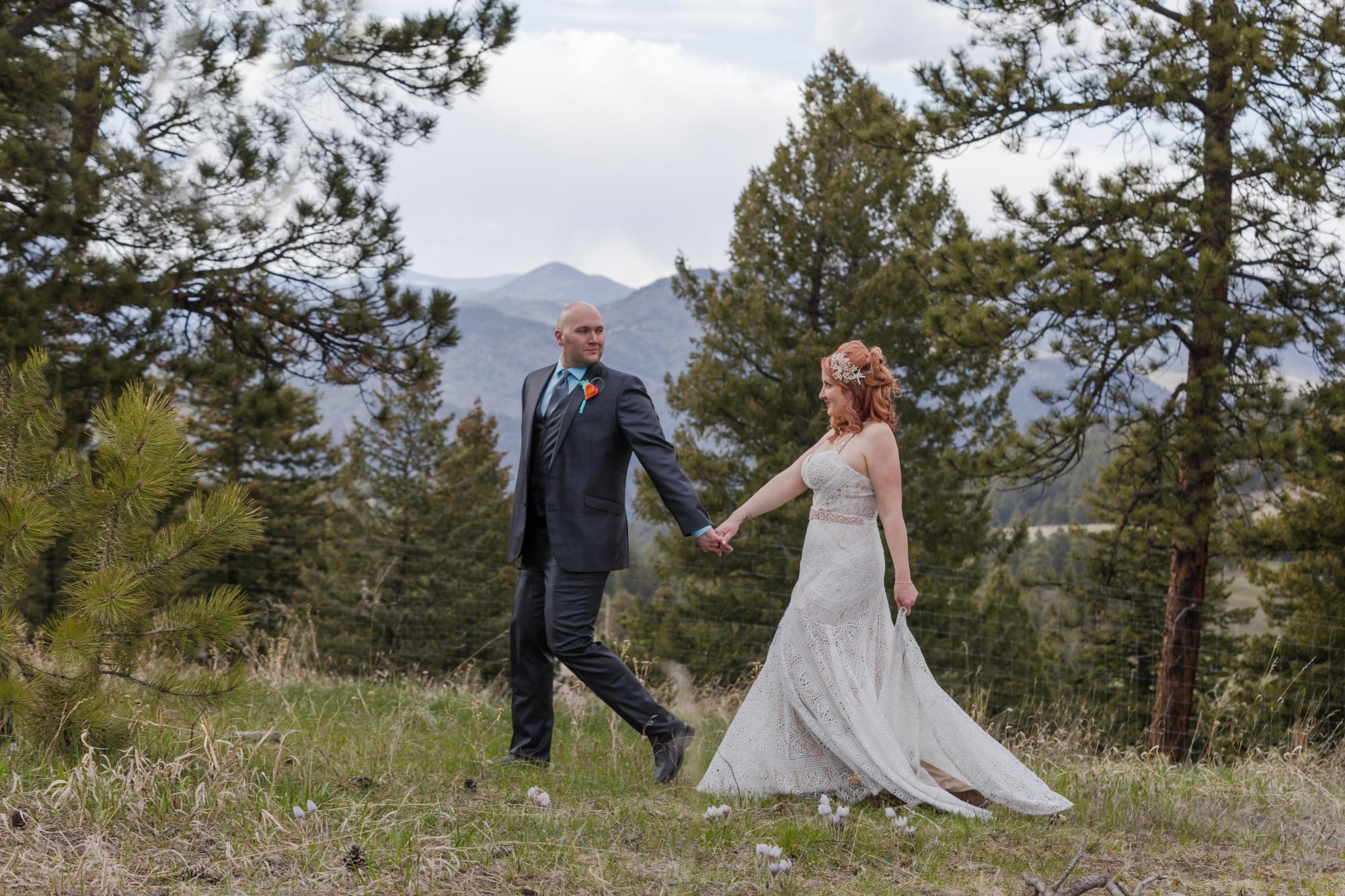 newlyweds at spring mountain wedding