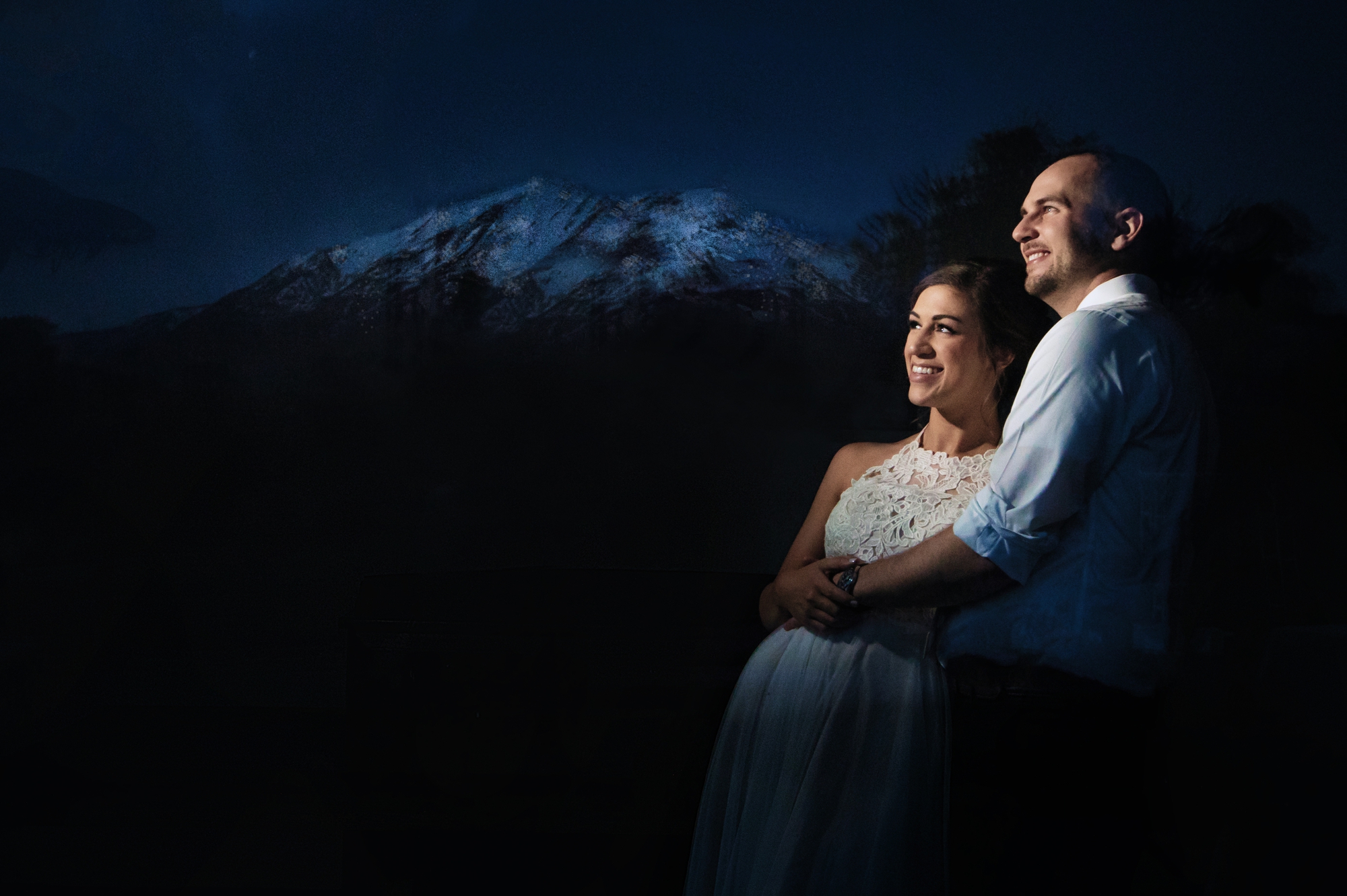 Jewish couple overlooking Colorado mountains