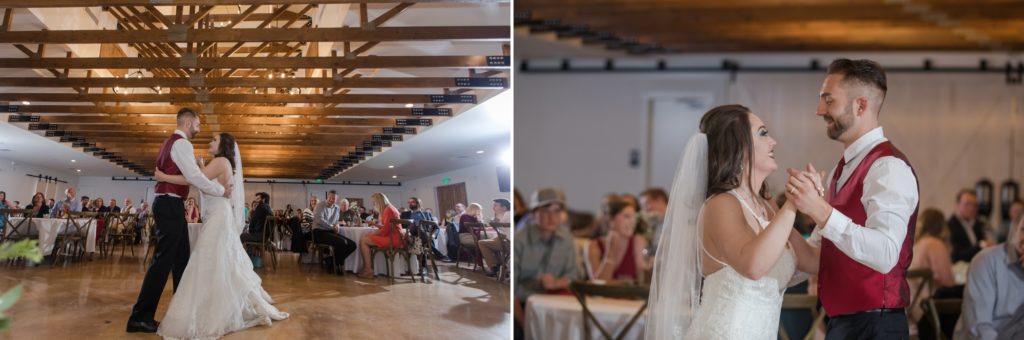First dance at modern wedding venue in Monument Colorado