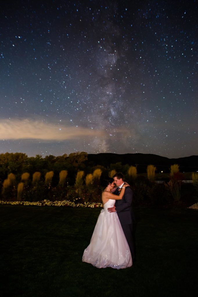 milky way photo with bride and groom