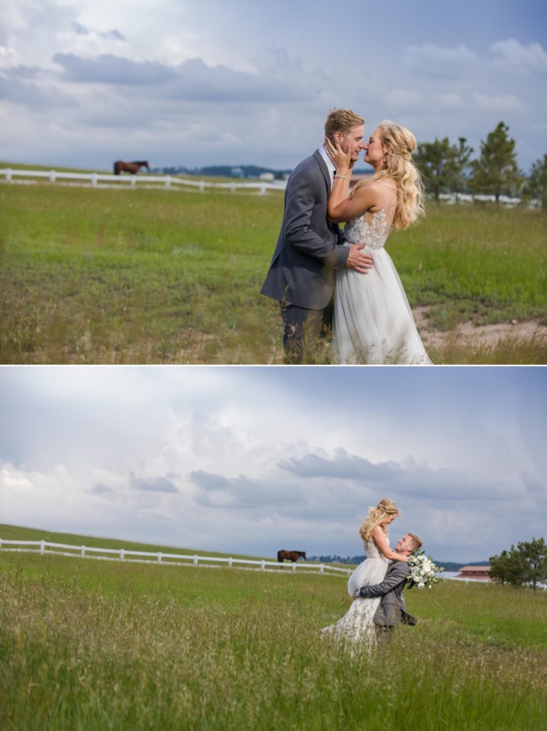 Colorado couple at country ranch wedding