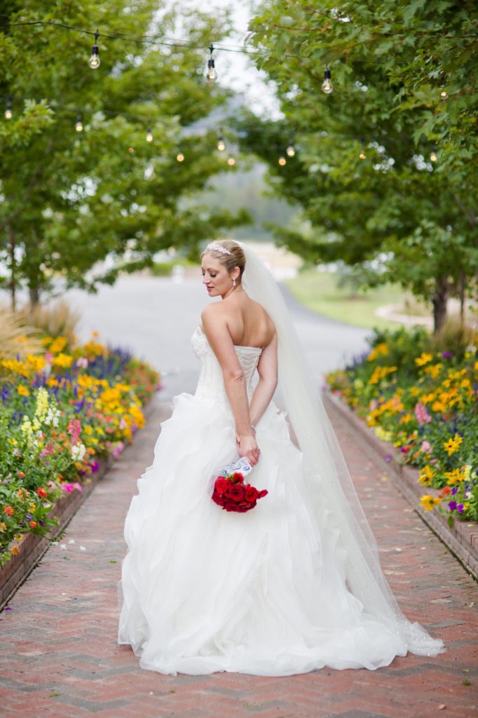 bride posed in crooked willow garden