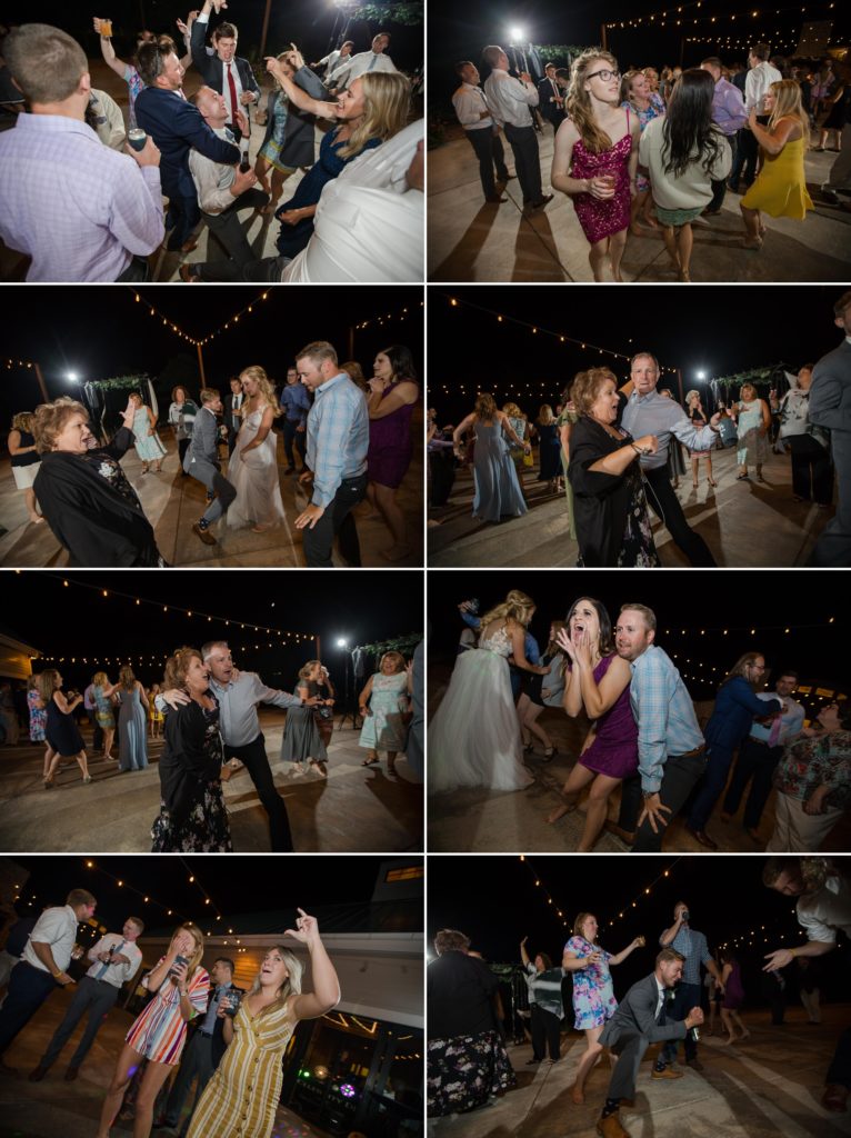 Guests dance at Colorado wedding reception party