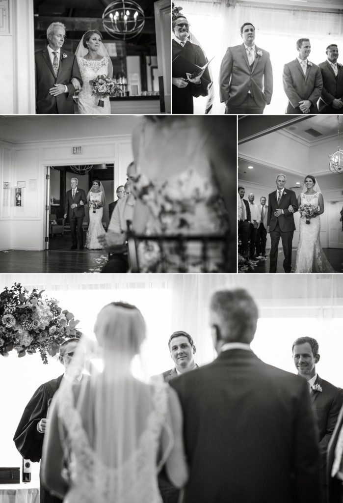 Bride walks down the aisle with her father at Denver wedding ceremony