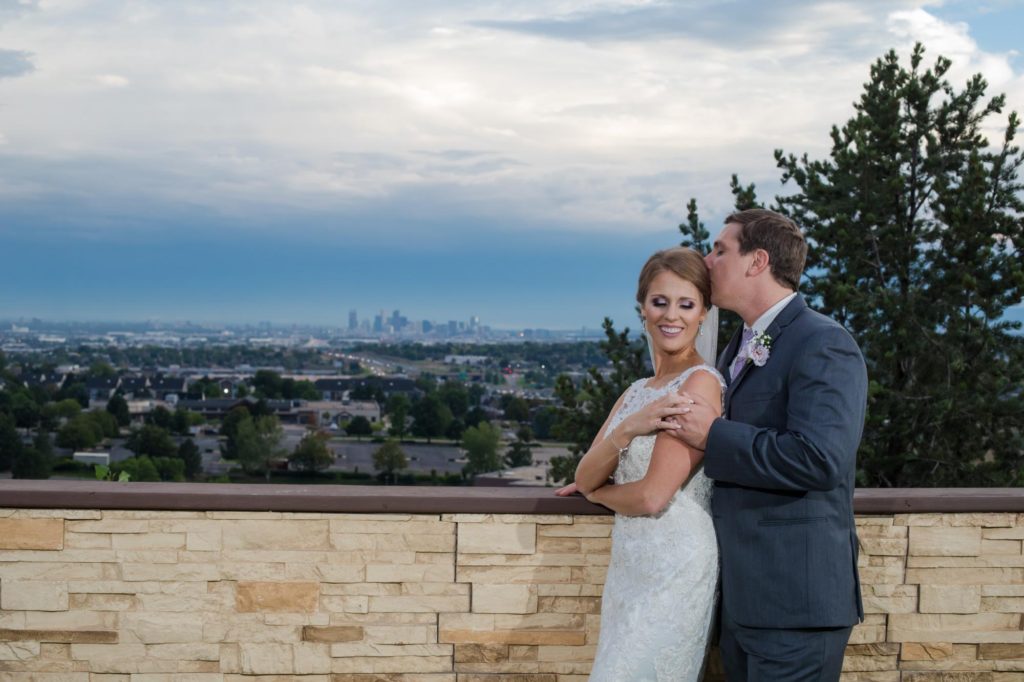 Newlyweds pose for Denver wedding photographer