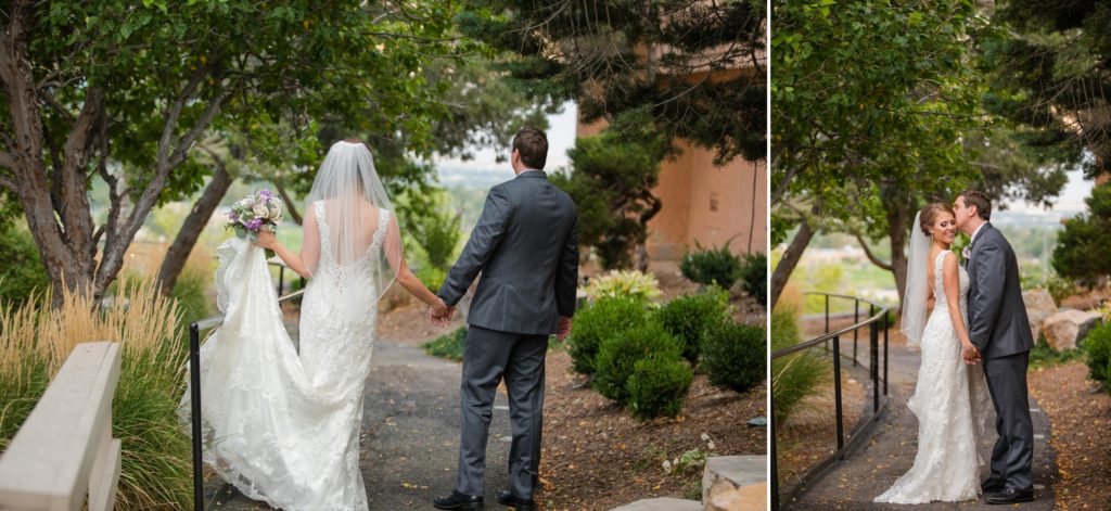 Newlyweds pose for Denver wedding photographers