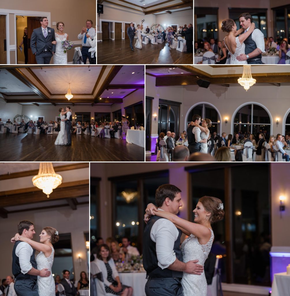 Newlyweds share first dance at modern Denver wedding
