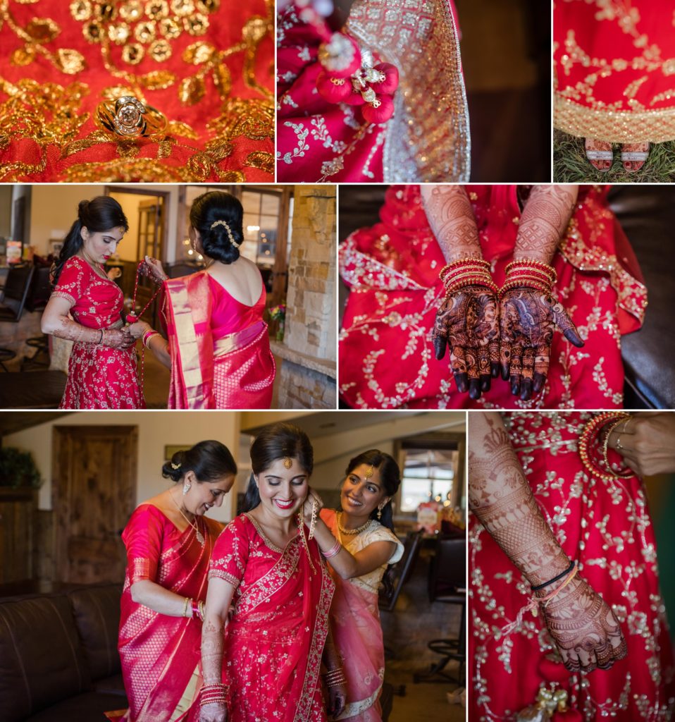Bride getting ready for traditional Indian wedding