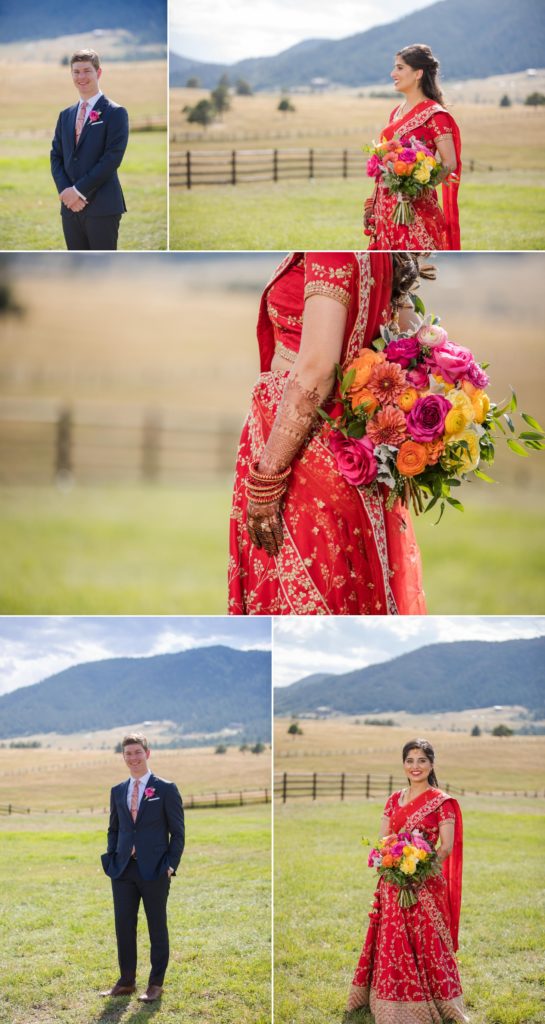 bride and groom portraits at Colorado Indian wedding