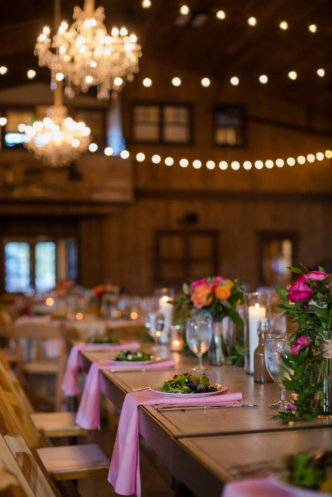 Colorado Spruce Mountain Ranch weddings reception decor