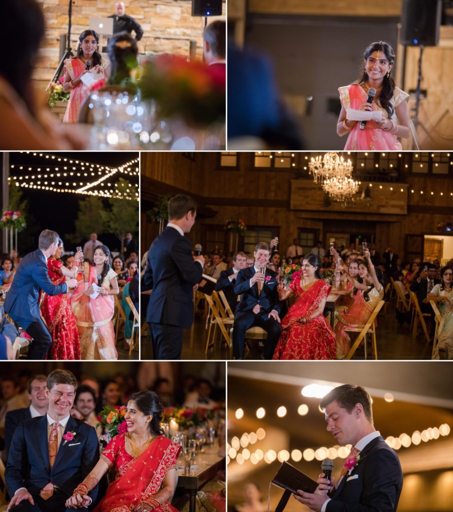 Wedding couple receives toasts at traditional Indian wedding