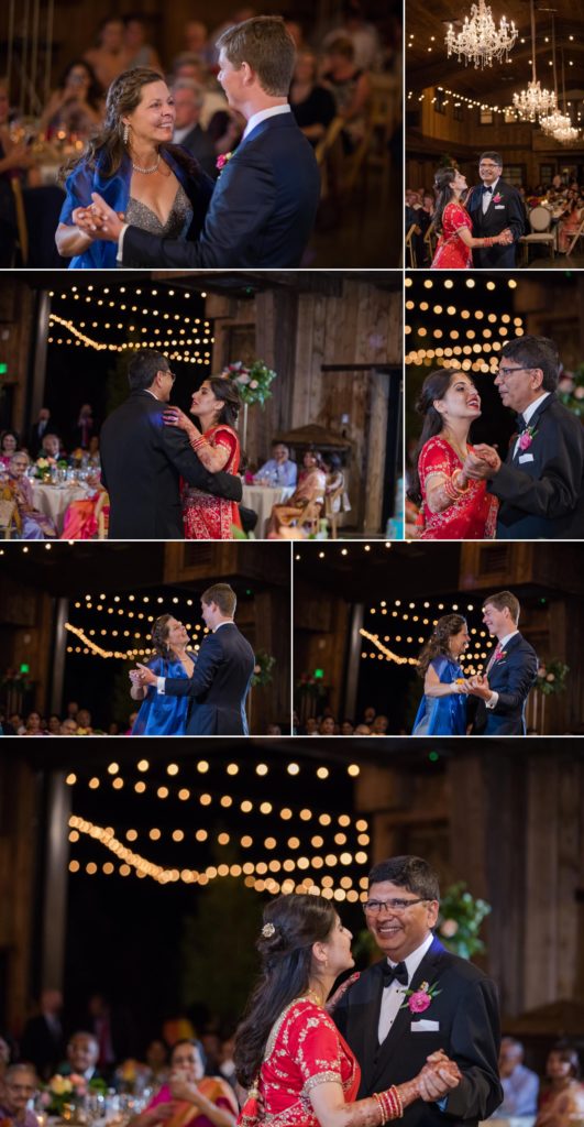 Newlyweds dance with their parents at Colorado ranch wedding