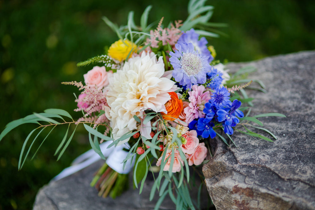 Spring wedding bouquet at Colorado wedding
