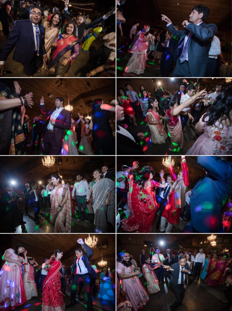 Traditional Indian wedding guests dance and party the night away