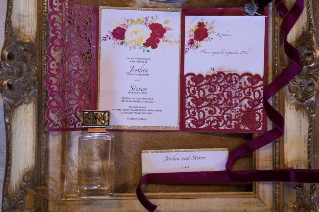 wedding invitation for burgundy wedding