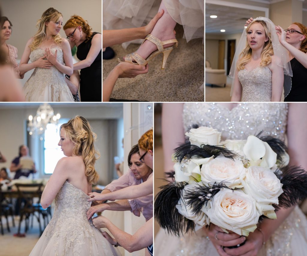 bride gets ready for wedding at Creekside Event Center