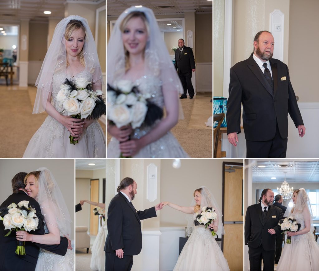 dad sees bride before wedding at Creekside Event Center