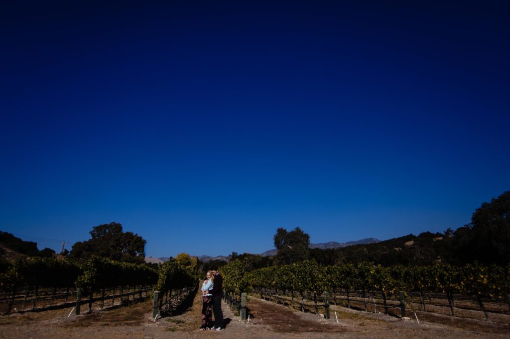 Santa Barbara couple at vineyard engagement session