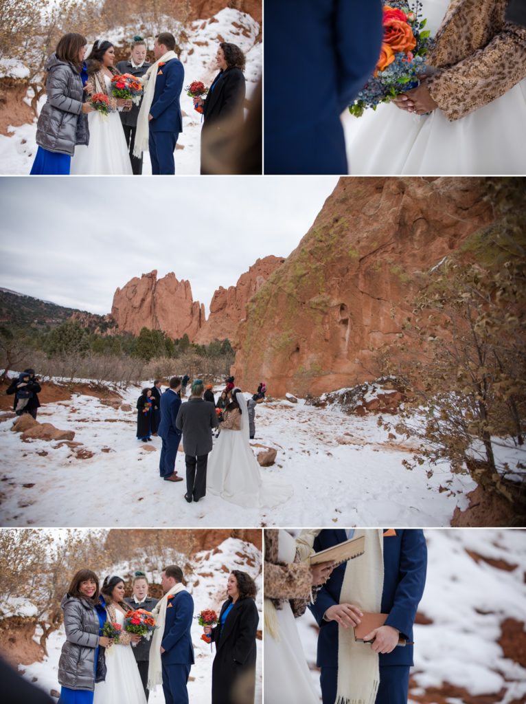 elopement couple at Garden of the Gods winter ceremony