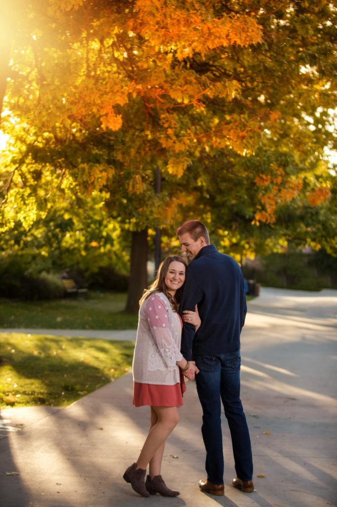 Colorado couple under fall leaves