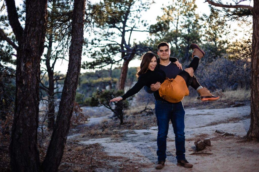 engaged couple at Spruce Mountain