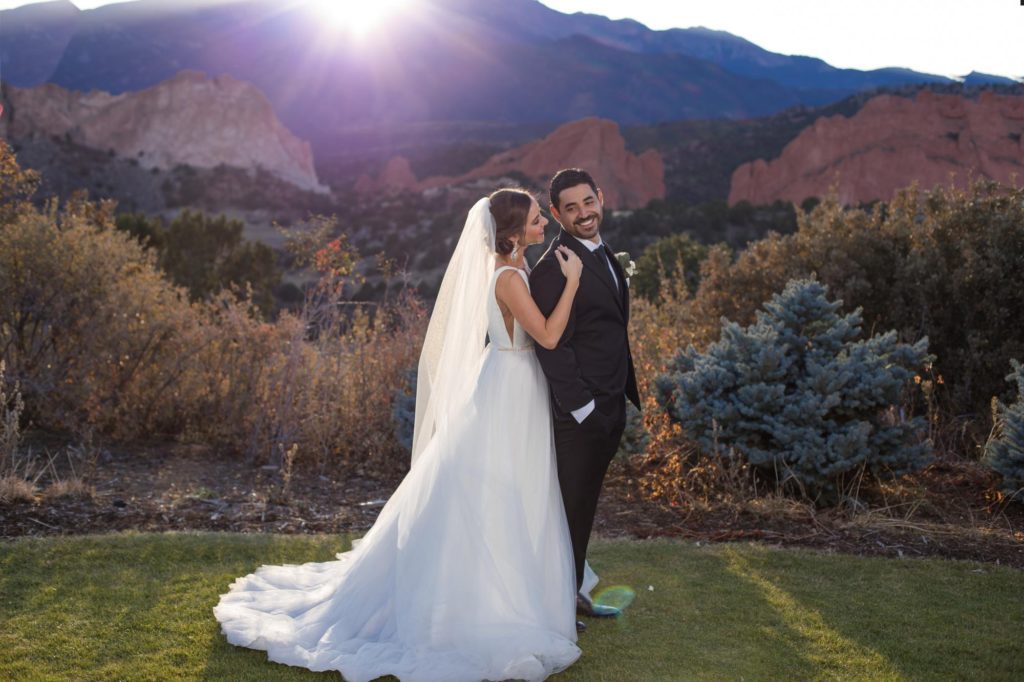 newlyweds at elegant Colorado Springs wedding