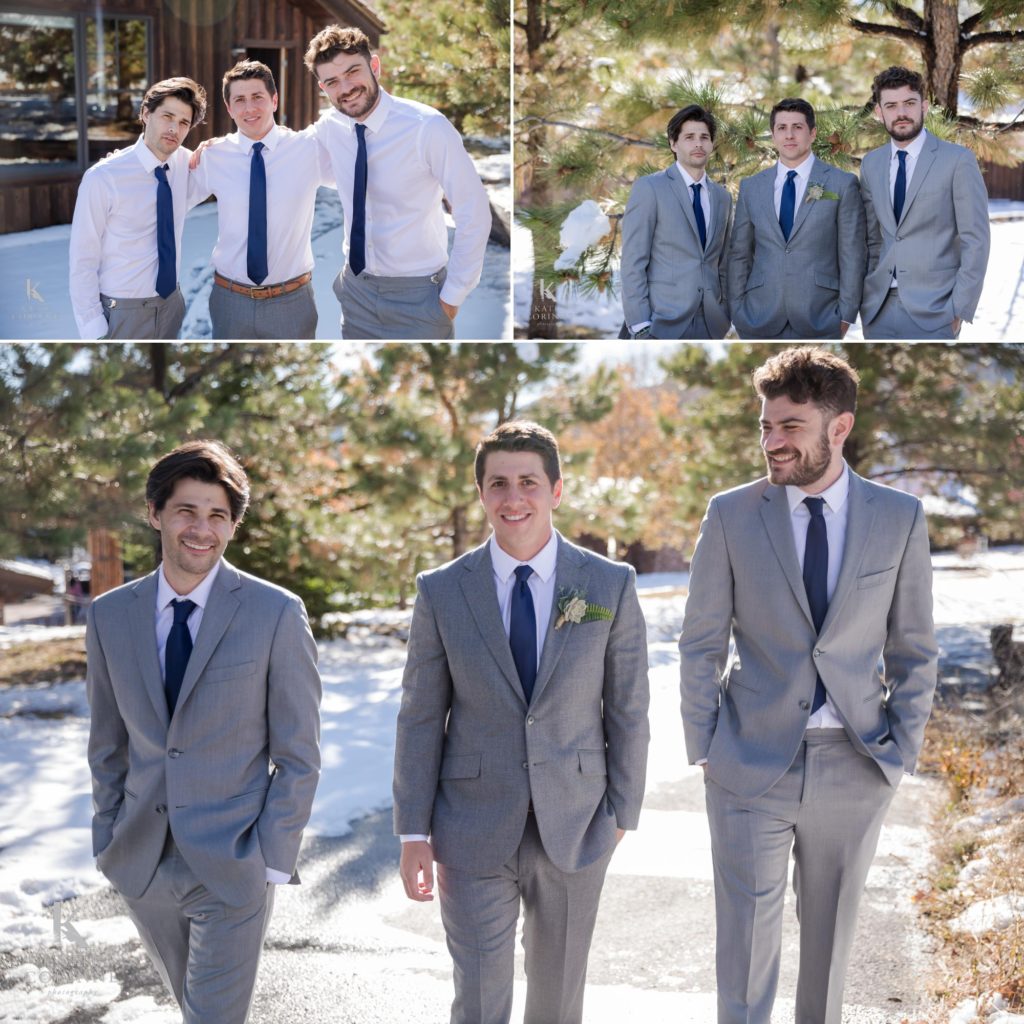 groom with groomsmen at mountain wedding
