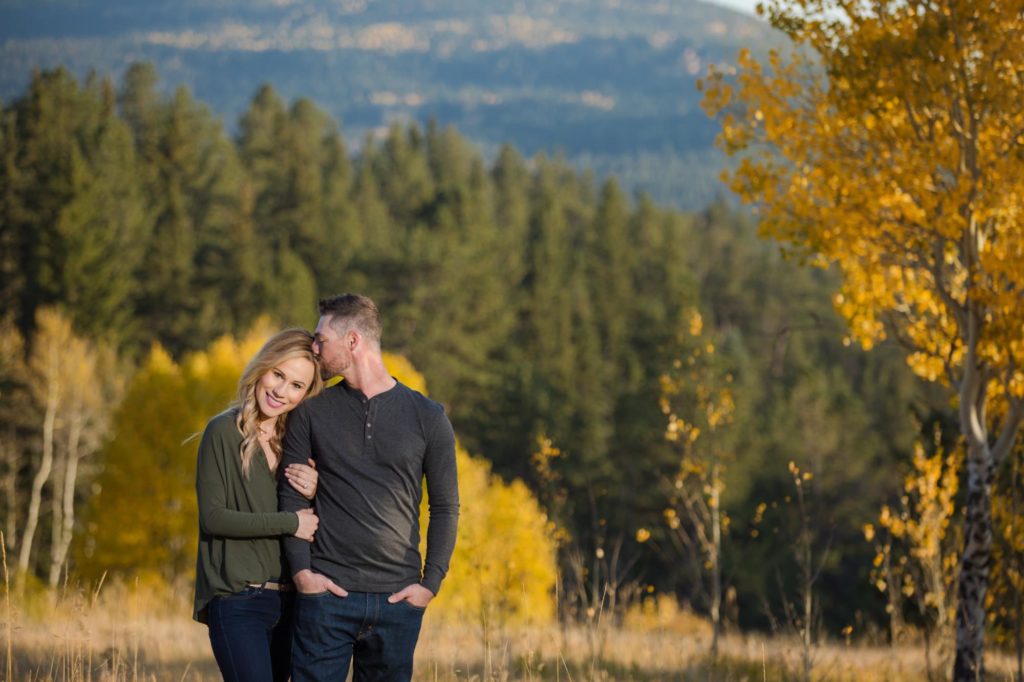 Engaged couple at mountain engagement session