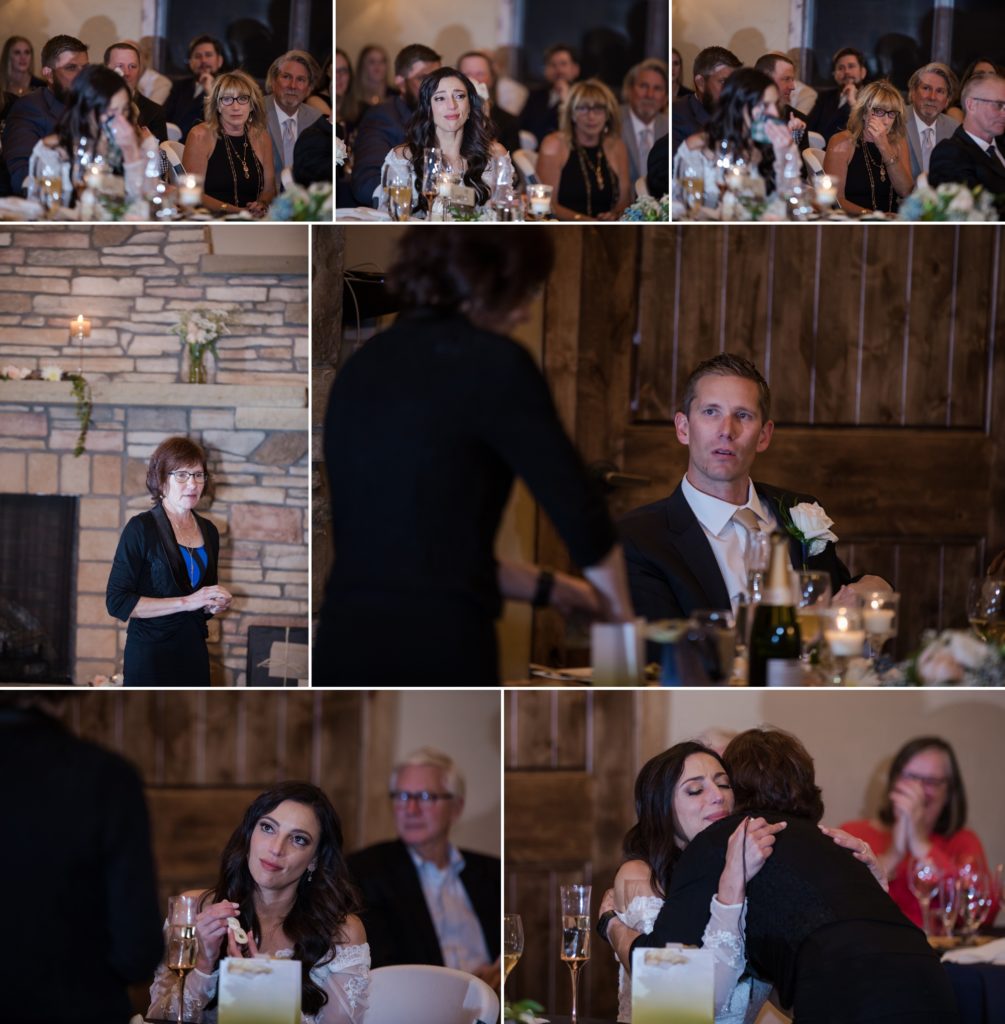 couple at classic October wedding reception