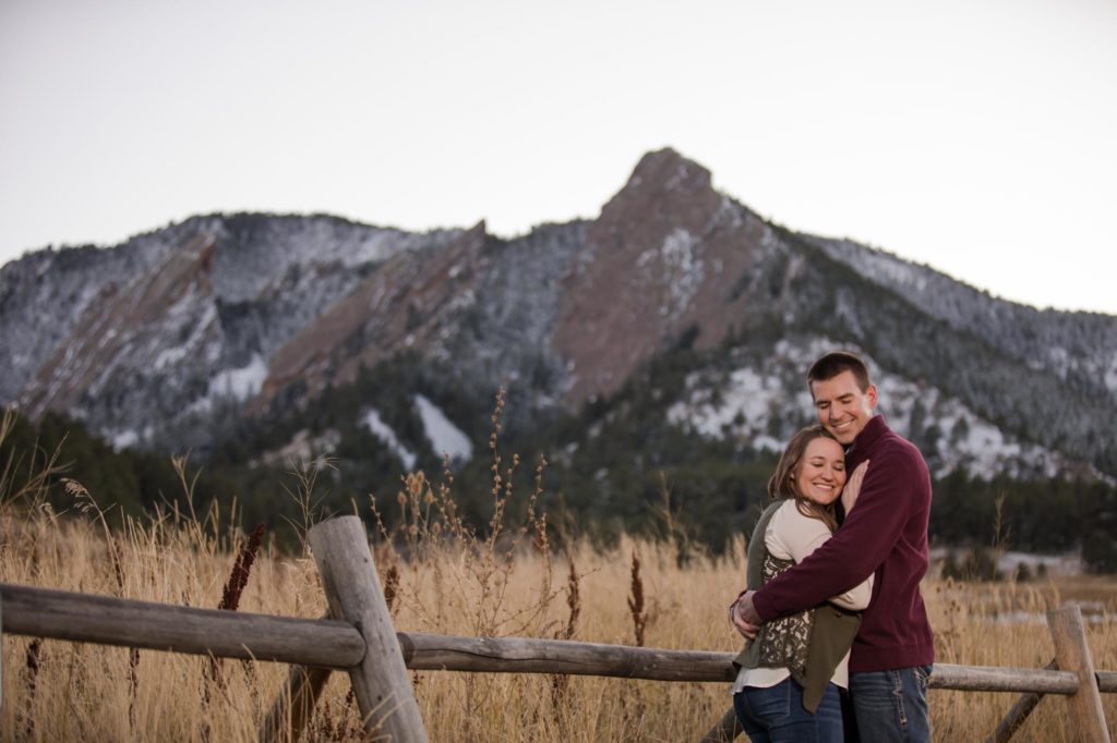 Couple in front of Flatirons