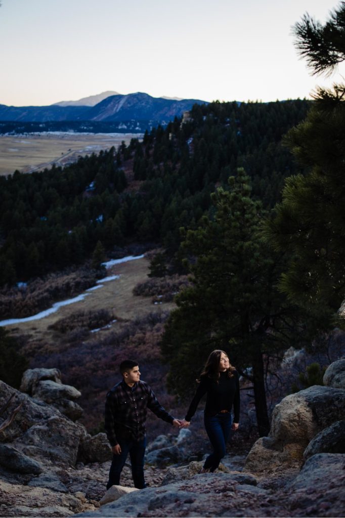 engaged couple at mountain engagement session