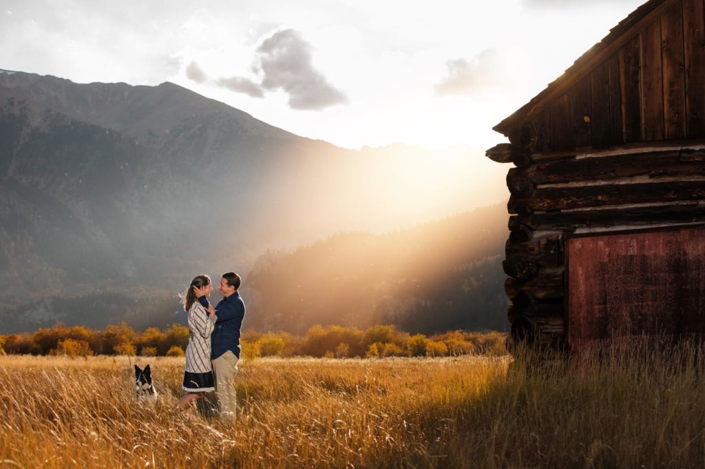 engaged couple in Aspen for Fall session