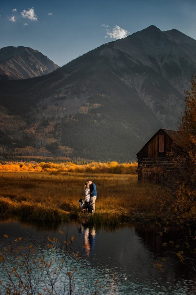 engaged couple in Aspen for Fall photographer