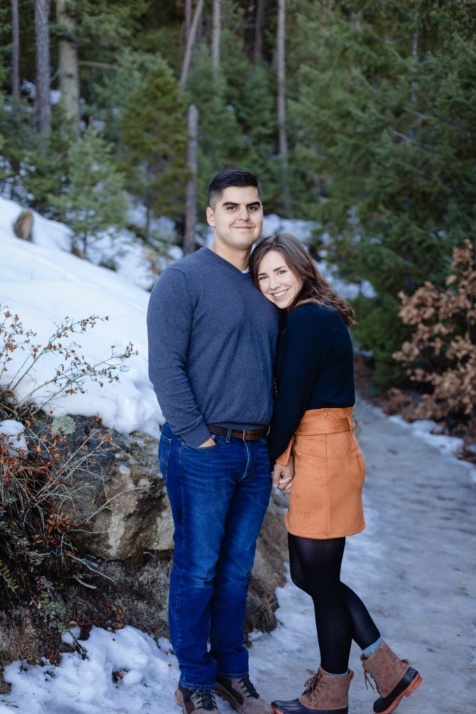 engaged couple at winter engagement session