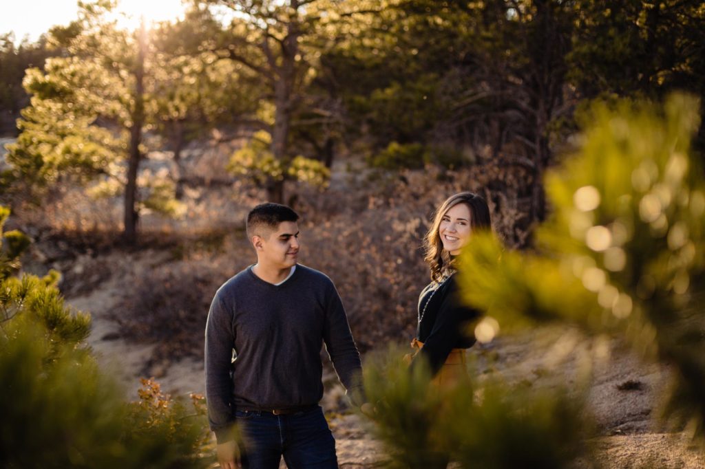 Colorado couple pose for winter engagement photos