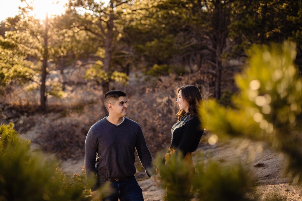 Colorado Springs couple pose for Colorado engagement photographer