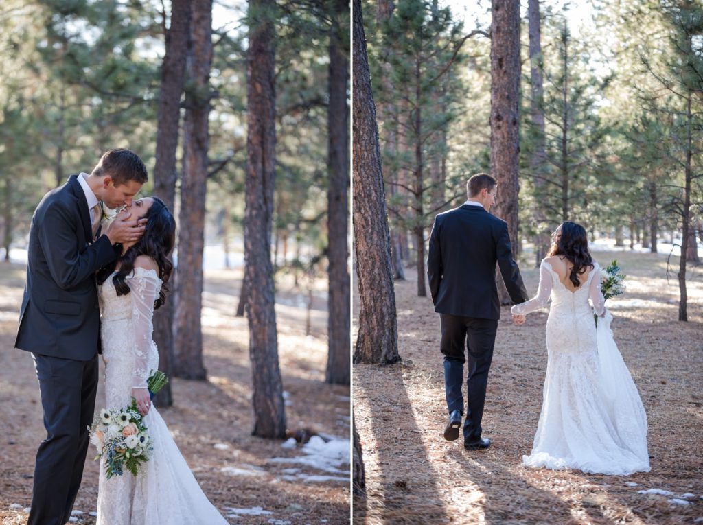 Colorado Springs newlyweds at the lodge at Cathedral Pines
