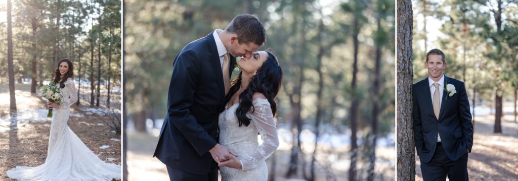 Colorado Springs bride and groom at the lodge at Cathedral Pines
