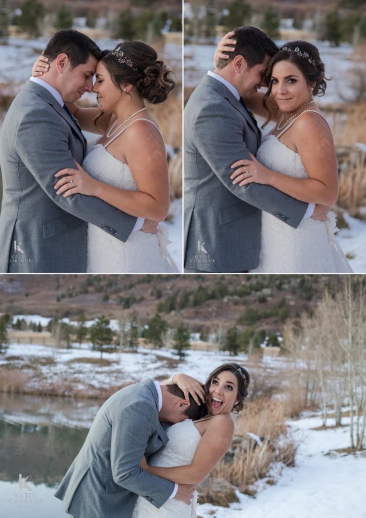 newlywed portraits at spruce mountain ranch wedding