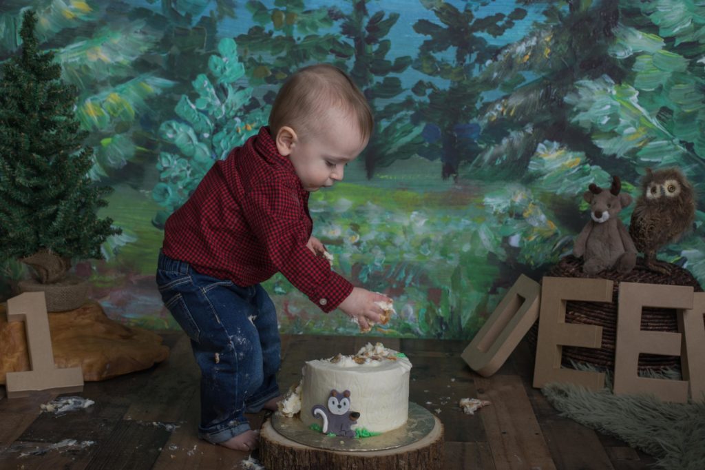 Colorado one year old eats birthday cake